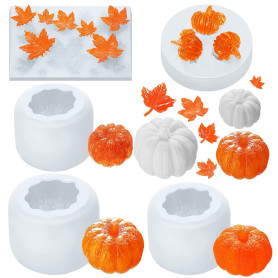 Ensemble de moules en résine de Citrouille,5 pièces Halloween moules en Silicone en résine de différentes Tailles 3D Citrouille 
