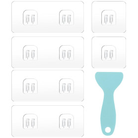 WOLMIK Lot de 6 crochets adhésifs de rechange pour étagère de douche d'angle avec racloir, crochets adhésifs transparents pour s