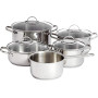 Amazon Basics Batterie de Cuisine à Induction en Acier Inoxydable, 9 Pièces, Casserole avec Couvercle, Cocotte