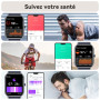 Montre Connectée Homme Femme,1.85"HD Smartwatch avec Appel Bluetooth,Montre de fitness 110+ Mode Sport avec Podomètre,Sommeil,Fr