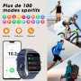 Montre Connectée Homme Femme,1.85"HD Smartwatch avec Appel Bluetooth,Montre de fitness 110+ Mode Sport avec Podomètre,Sommeil,Fr