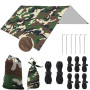 LOVICVKEM 3x3M Camping Bâche, Tarp Ultra Léger, Tarp Bivouac Anti UV Ripstop, avec Oeillets, 6 Piquets en alu, 6 Cordes, pour Bi