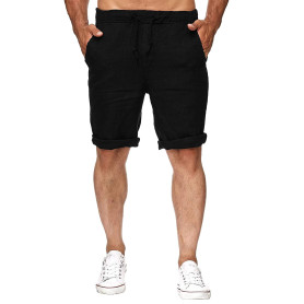 NANAMEEI Shorts Coton Lin Homme Été Shorts de Plage Décontractés Casual Bermudas Pants Taille avec Cordon Elastique