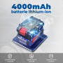 Dong Cheng clé à chocs sans fil 20 V avec Batterie 4,0Ah, 488 N.m Boulonneuse à choc sans balais 1/2", 3 vitesses, avec 4 douill