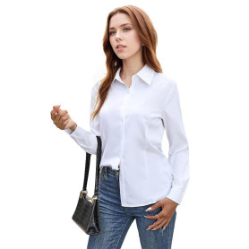 MUNSKT Chemise Blanche Femme,Bouton Chemise Manche Casual Longue,Style de Base Suitable for Office Business