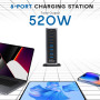 Station de Recharge Rapide GaN 520 W avec 8 Ports pour chargeurs USB-C, Alimentation PD 100 W pour MacBook Pro/Air, iPad, iPhone