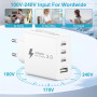 Chargeur USB C Rapide 50W, Prise USB C Multiple 4 Port PD+QC Chargeur Type C Charge Rapide Adaptateur Secteur USBC Chargeur Rapi