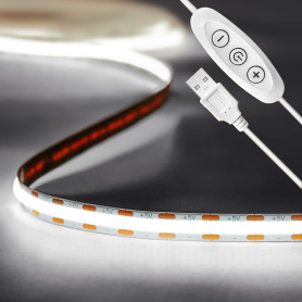 Tayire COB Ruban LED TV 2m, 5V USB Gradateur Bande lumineuse COB 6500K TV Rétroéclairage CRI90+ 960LEDs LED Lumière Linéaire pou