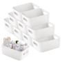 SHEPIN Lot de 10 grandes boîtes de rangement en plastique - Blanc - 30 x 20 x 12 cm - Avec poignée - Pour salle de bain et cuisi