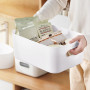 SHEPIN Lot de 10 grandes boîtes de rangement en plastique - Blanc - 30 x 20 x 12 cm - Avec poignée - Pour salle de bain et cuisi