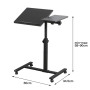 LANTUS Bureau Debout Mobile avec 4 roulettes, sur Roues, réglable en Hauteur, Table de lit pour Salon, Chambre à Coucher 60 * 34