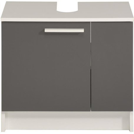 VERSA Meuble lavabo 2 portes - Gris ombre et blanc - - L 59 x P 38 x 55 cm