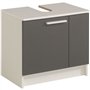 VERSA Meuble lavabo 2 portes - Gris ombre et blanc - - L 59 x P 38 x 55 cm