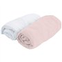 DOMIVA Lot 2 Draps housse Uni - Jersey - oeko-Tex - Blanc/Rose - 70 x 140 cm