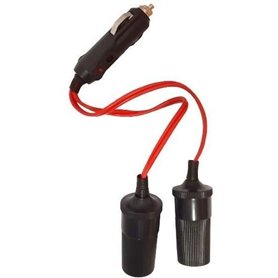 Double prise allume-cigare 12/24V - HTC EQUIPEMENT - Avec led 10A et Cable rouge 20cm