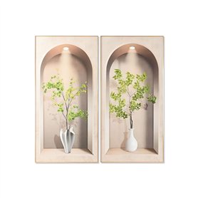 Cadre Home ESPRIT Blanc Vert Beige Vase Scandinave 80 x 3