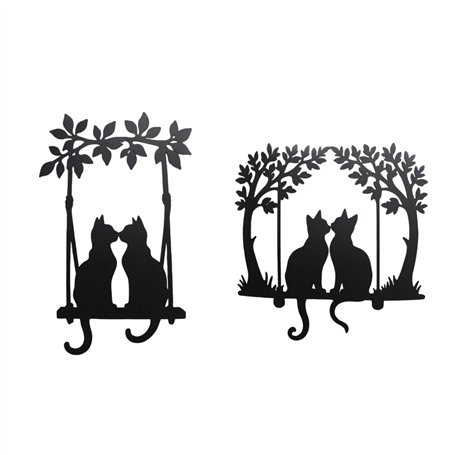 Figurine Décorative Home ESPRIT Noir Chats Shabby Chic 43 X 1 X 70 CM (2 Unités)