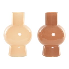Vase Home ESPRIT Crème Terre cuite Verre 15 x 15 x 24 cm (2 Unités)