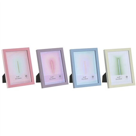 Cadre photo Home ESPRIT Bleu Vert Verre Bois MDF Urbaine (4 Unités)