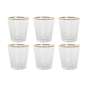 Set de Verres Home ESPRIT Transparent Doré Verre Avec relief 350 ml (6 Unités)