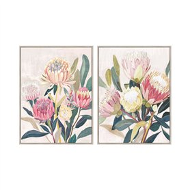 Cadre Home ESPRIT Vert Rose Fleurs Shabby Chic 75 x 4 x 100 cm (2 Unités)