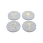 Dessous de verres Home ESPRIT Blanc Naturel Laiton Marbre 10 x 10 x 1 cm (2 Unités) (4 Unités)