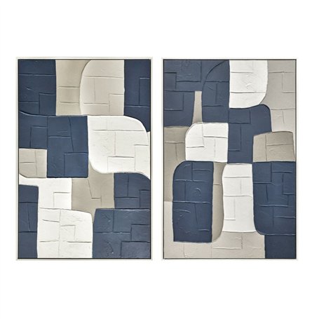 Cadre Home ESPRIT Bleu Blanc Abstrait Urbaine 83 x 4 x 123 cm (2 Unités)
