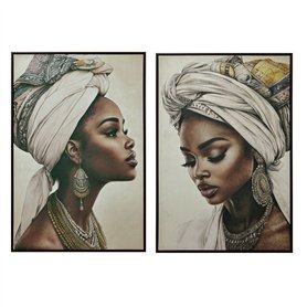 Cadre Home ESPRIT Marron Beige Colonial Velours Africaine 83 x 4 x 123 cm (2 Unités)
