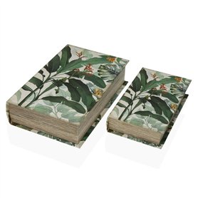 Boîte Décorative Versa Livre Tropical Toile Bois MDF 7 x 27 x 18 cm
