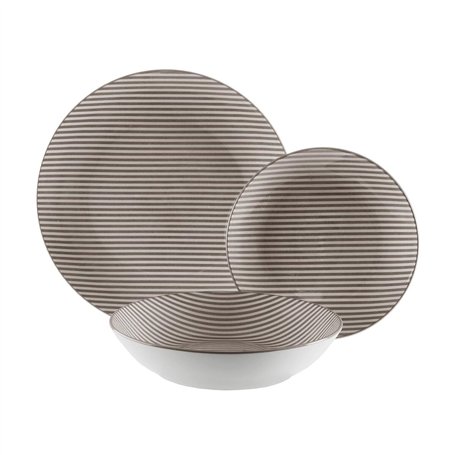 Assiettes Versa Gris Porcelaine 18 Pièces