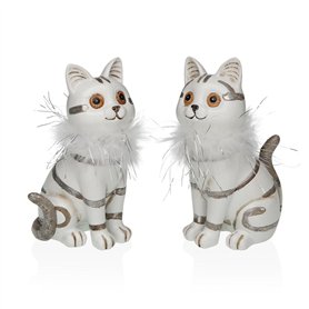 Figurine Décorative Versa Blanc Chats 7