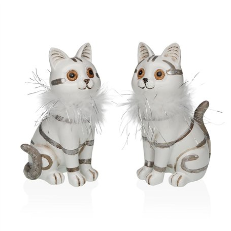 Figurine Décorative Versa Blanc Chats 7