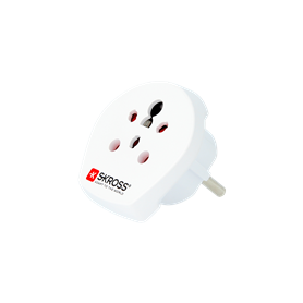 Adaptateur voyage India/Israël/Danemark vers Europe Blanc Skross