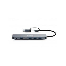 Hub MINEE USB A+C Multiports 7 en 1 5 USB A 3.0 + 1 USB C 3.0 + 1 Port DC Gris Urban Factory