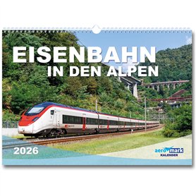 Calendrier 2026 des chemins de fer dans les Alpes - Calendrier mural au format A3 au format paysage - Train - Photos de qualité