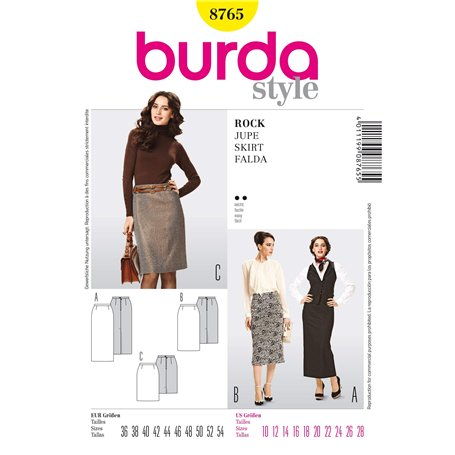 Burda B8765 Patron de Couture Jupe 19 x 13 cm