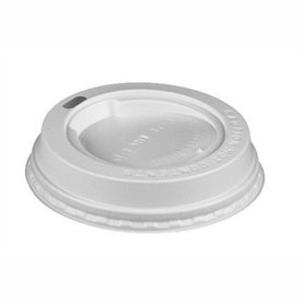 Couvercle Papstar 14809 pour les tasses à passer au papier de 8 cm de diamètre. Lot de 100 en polystyrène Blanc