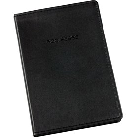 Esposti Address Book - Soft Leather Feel Stitched Cover - Black - Size 5.2 x 7.7 Inch