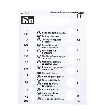 Prym 611740 Jauge pour Aiguilles à Tricoter