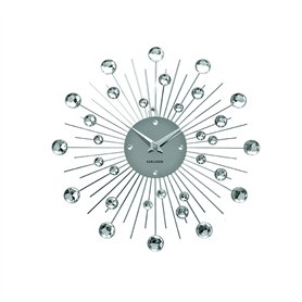 Karlsson KA4860 Horloge Murale Ronde Sunburst Crystal Medium Gris Chrome D30 cm