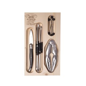 Laguiole Jean Dubost 97916 Coffret Set Fruits de Mer Couteau Huître 6 Curettes Homards 6 Pics 1 Pince Crabe