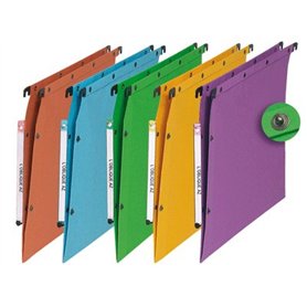 L'OBLIQUE 37699 Dossier suspendu Azv Ultimate Carte Kraft 240 g Armoire Entraxe 330 mm H275 mm Fond V Boîte de 10 Couleurs Assor