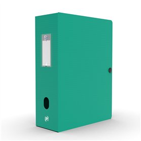 Oxford Boîte Grande Capacité Memphis 24x32cm Dos 100mm avec Bouton Pression Couverture Polypro Vert