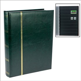 SAFE 155-3 Album timbres 64 pages noire | Chaque page avec 9 bandes transparentes | gaufrage doré sur la couverture et le dos |