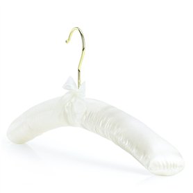 Hangerworld 4 Cintres 43cm Élégants Rembourrés en Satin Ivoire avec Nœud pour Vêtements Adultes Robes