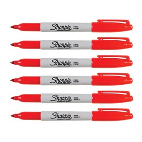 Sharpie Marqueur rouge à pointe fine - Séchage rapide (Ensemble de 6)