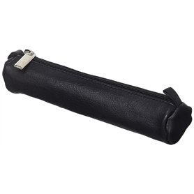 Alassio 43041 Trousse ronde en cuir nappa avec fermeture éclair Noir env. 19 x 3