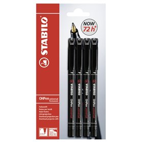 STABILO Ohpen / B-14918-10 Stylo feutre pour transparent Permanent Noir 4 pièces (Import Allemagne)