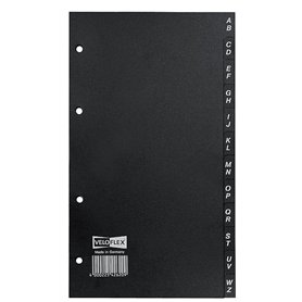VELOFLEX 4262000 Intercalaires DIN A5 en PVC rigide pour cartes de visite et répertoire téléphonique 12 pièces A-Z Noir