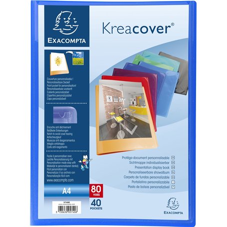 EXACOMPTA Lot de 12 Protèges document personnalisable PP Kreacover 80 vues Coloris Aléatoire